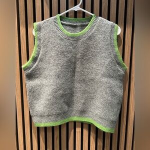 Women’s Grey and Green Knit Vest